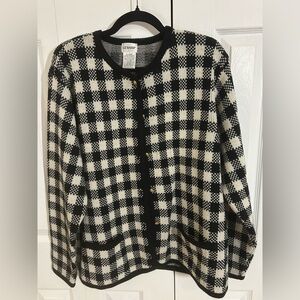 Liz Baker Black and White Checkered Women's Sweater